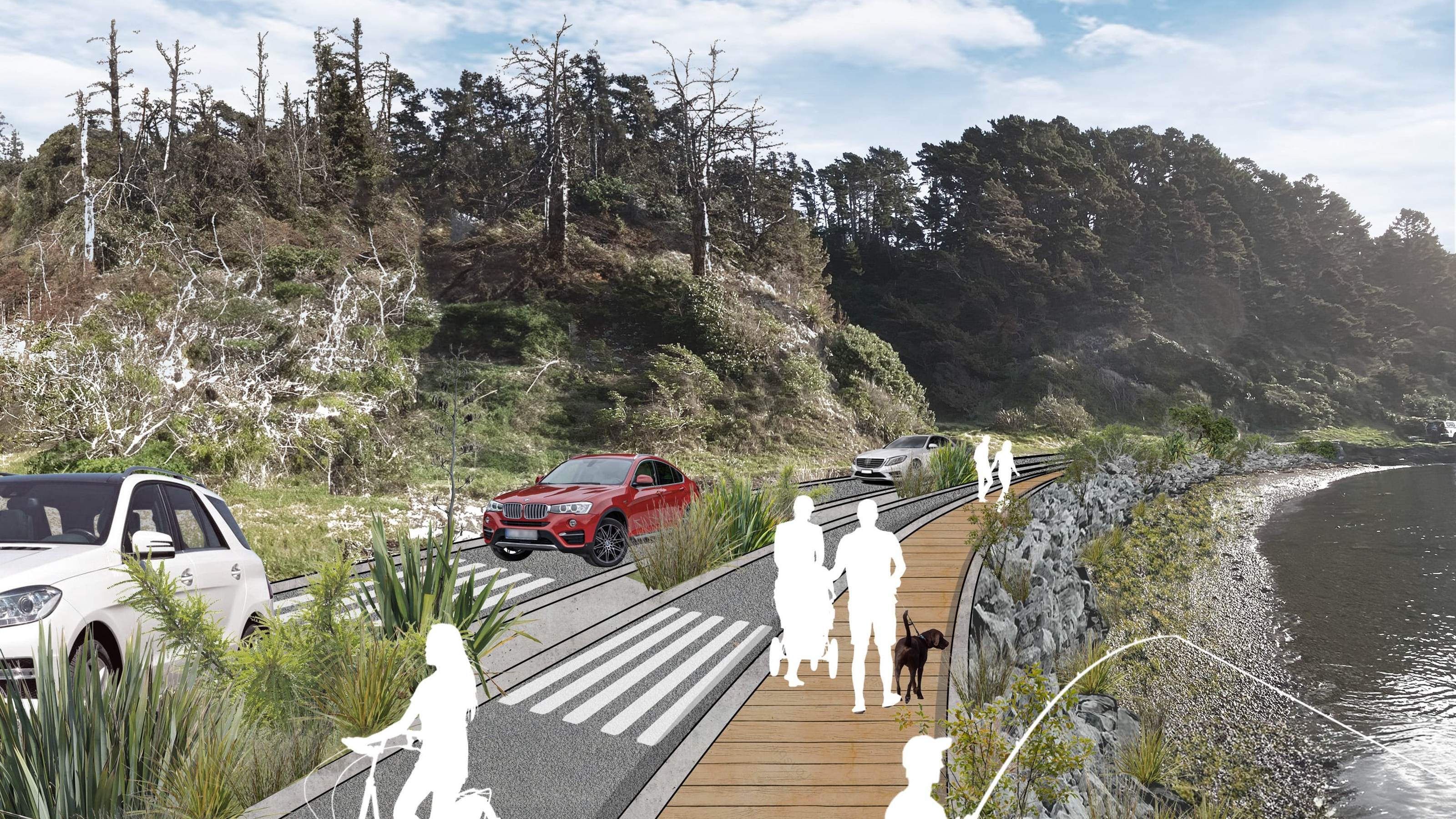 Architectural drawing reimaging prominent Wellington coastline