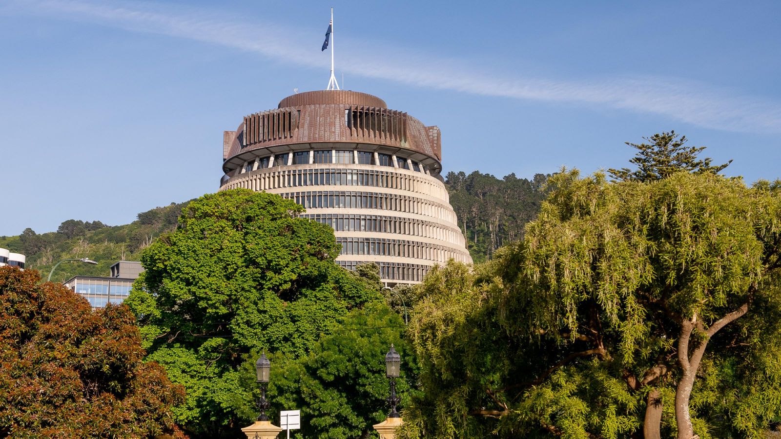 View of the Beehive (NZ parliament) from the Old Government Buildings