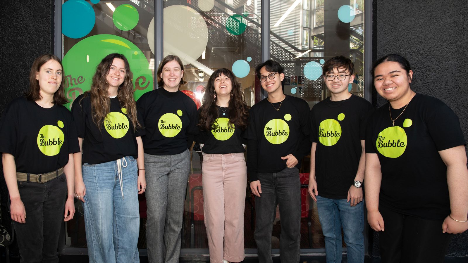 Student Bubble peers standing outside the Bubble.