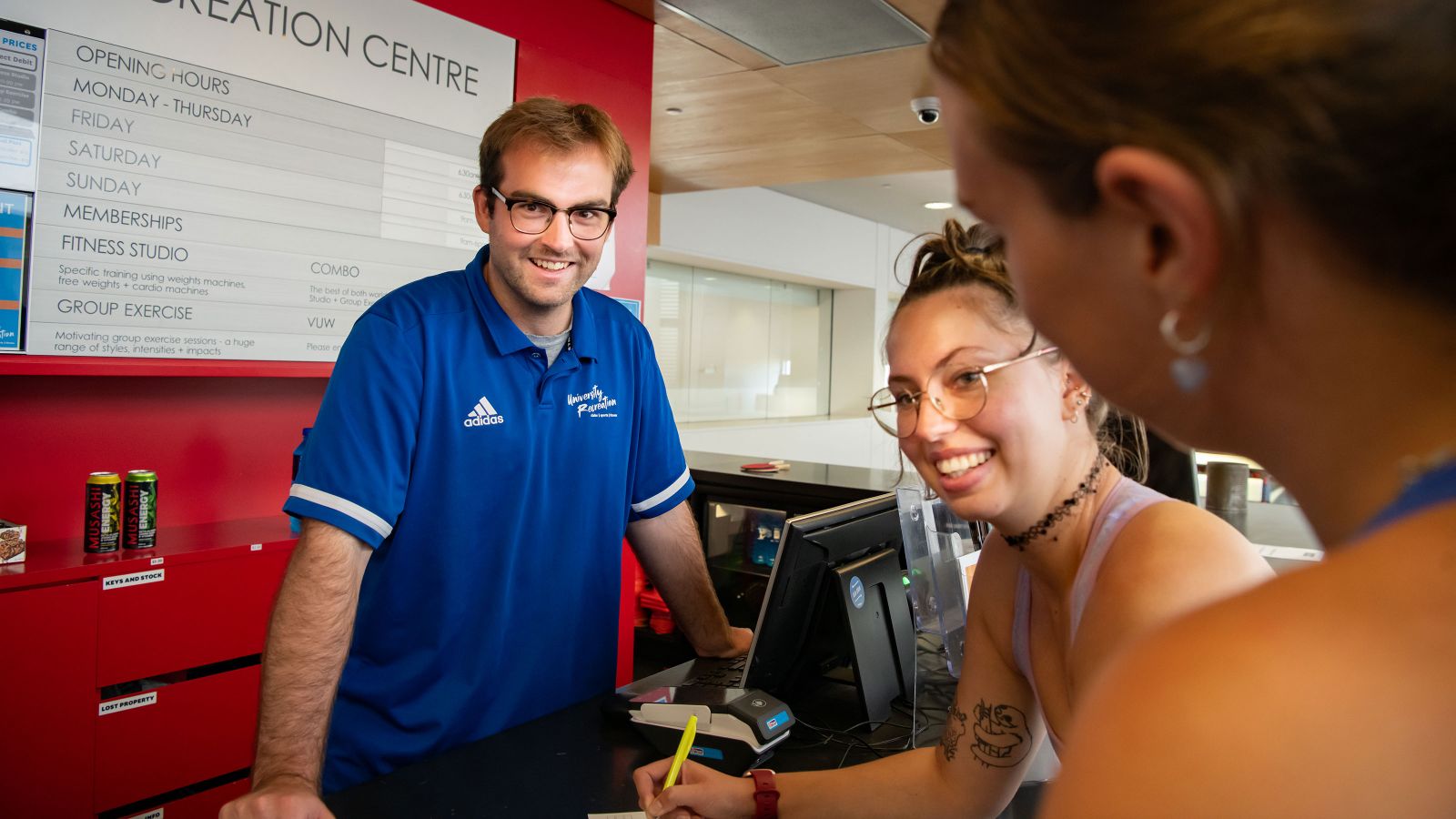 Students signing up for the rec centre.