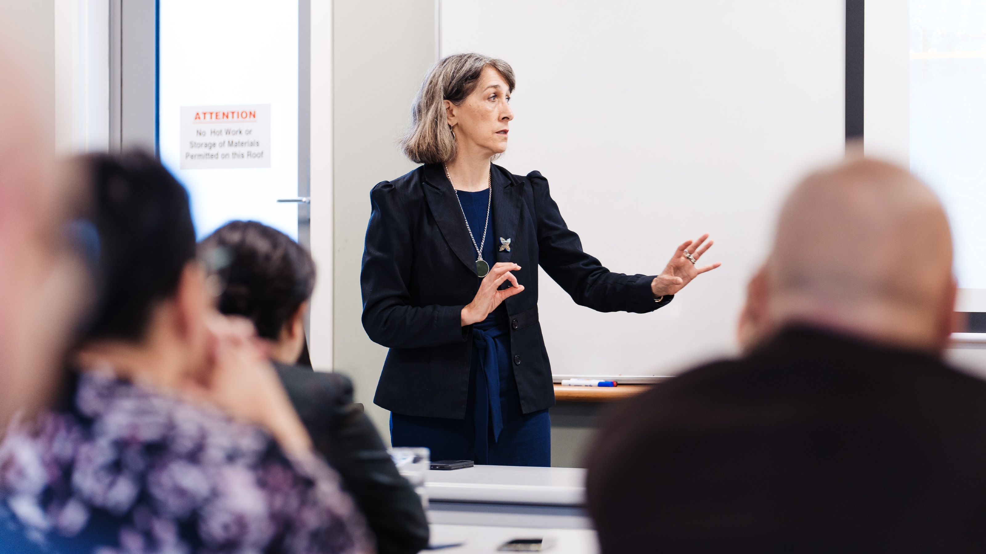 Associate Professor Katharina Ruckstuhl giving a presentation to group of seated people