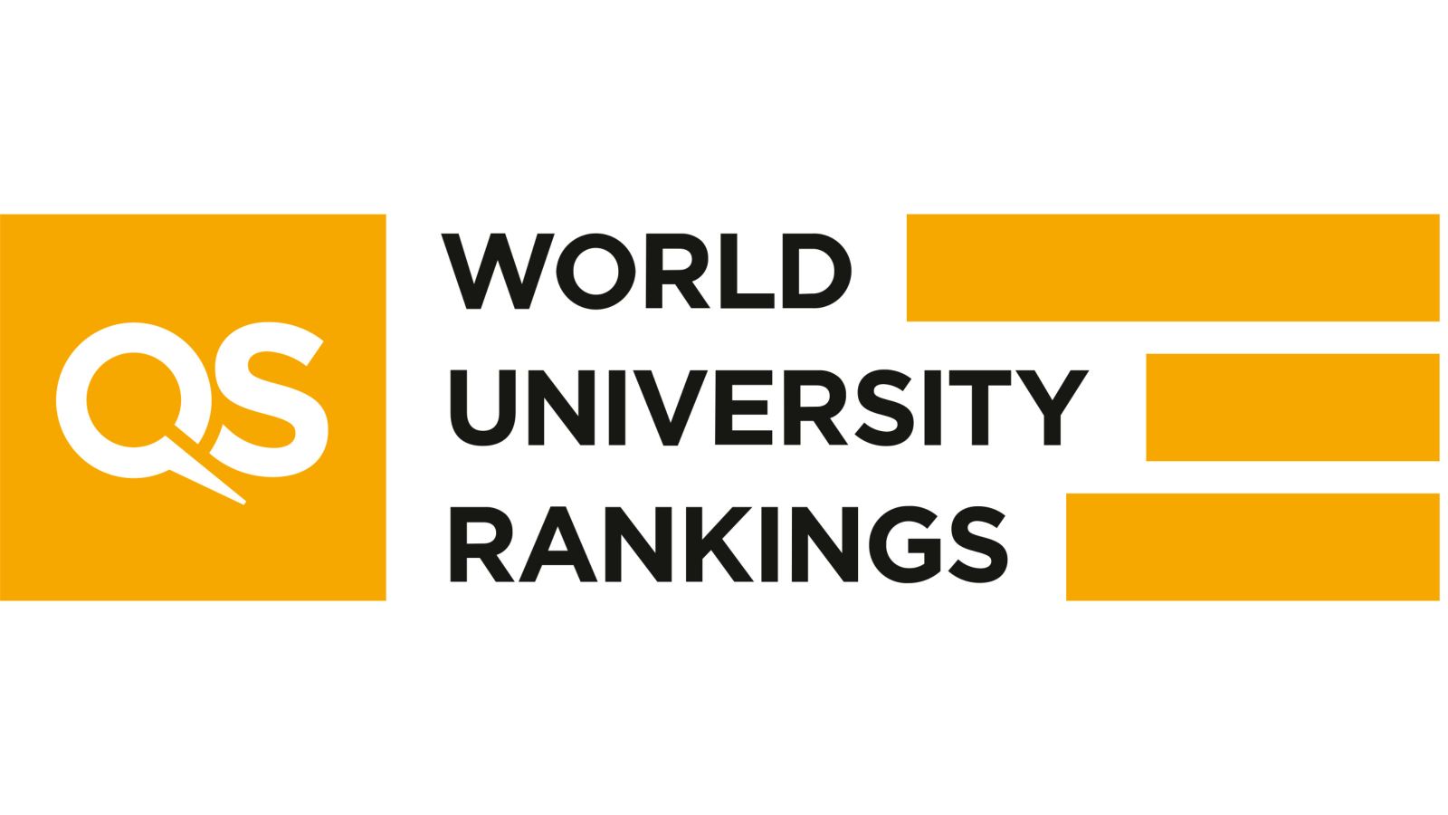 A logo reading QS world university rankings, it's orange and white.