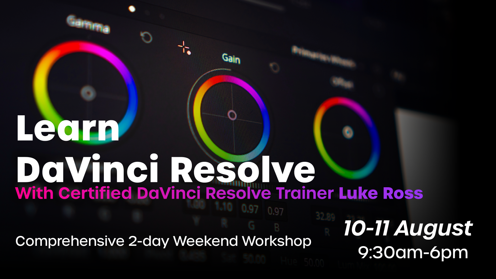 a banner with text about a training course for DaVinci Resolve