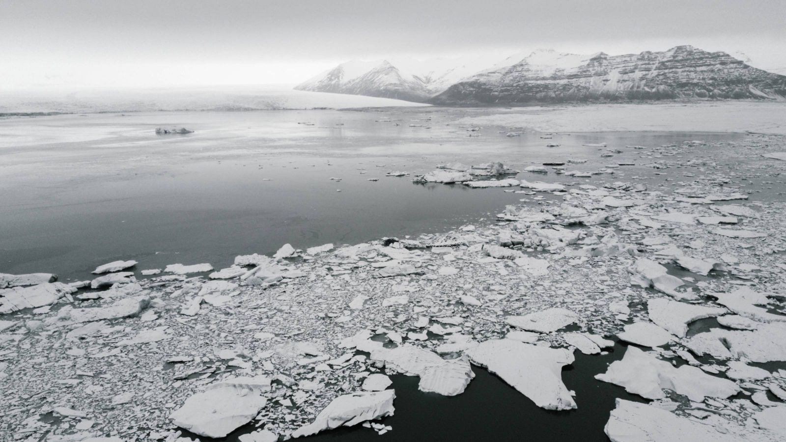 Broken sea ice on water 