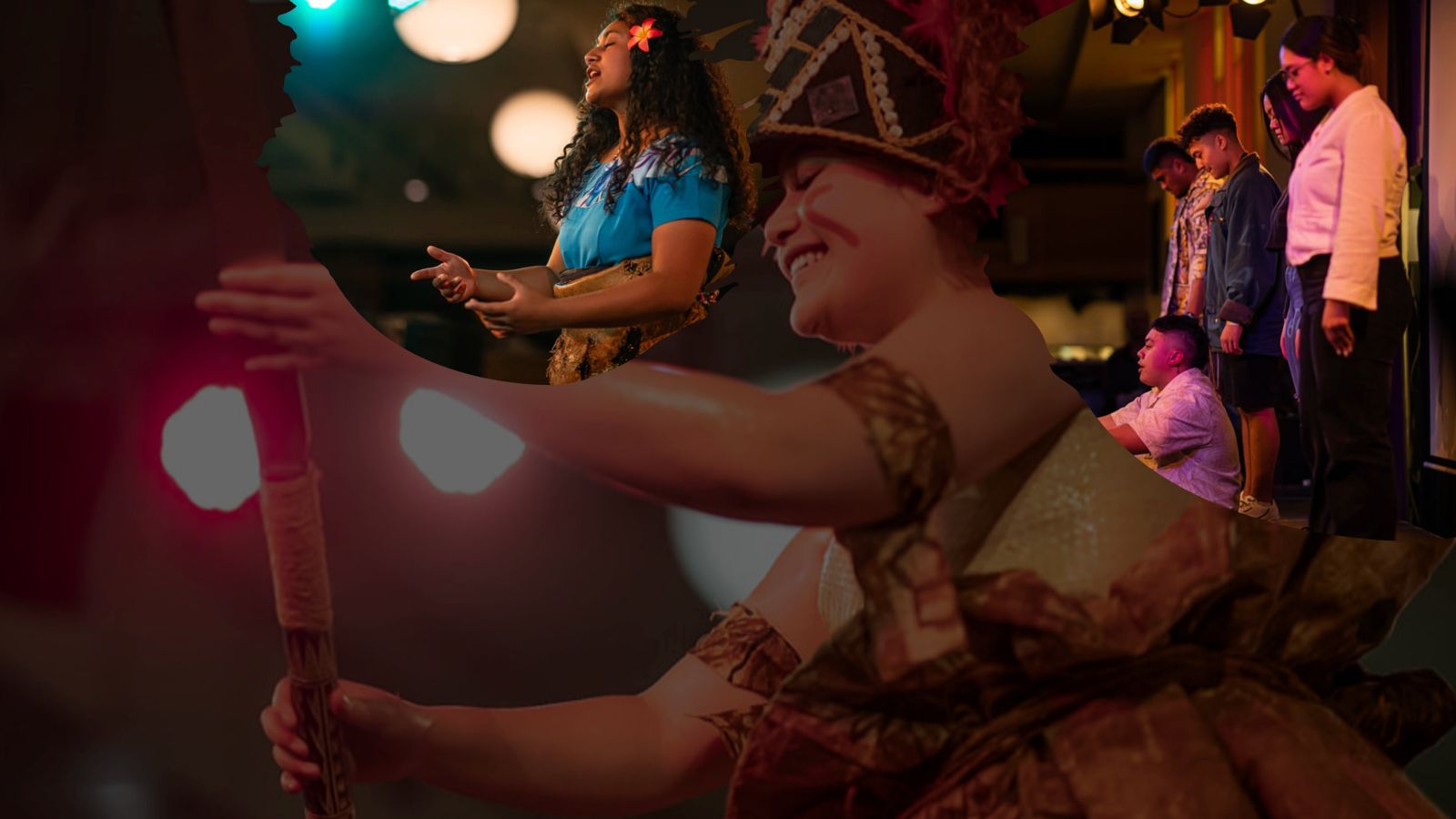 A montage of several Pasifika performers. 