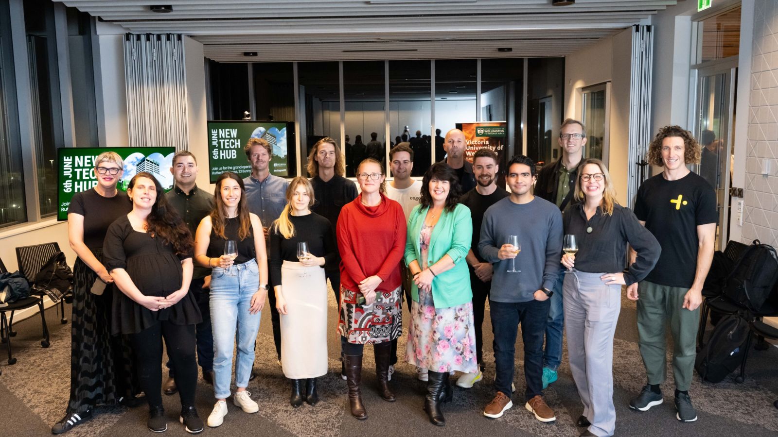 Members of the tenant businesses at the Tech hub launch event pose for a photo