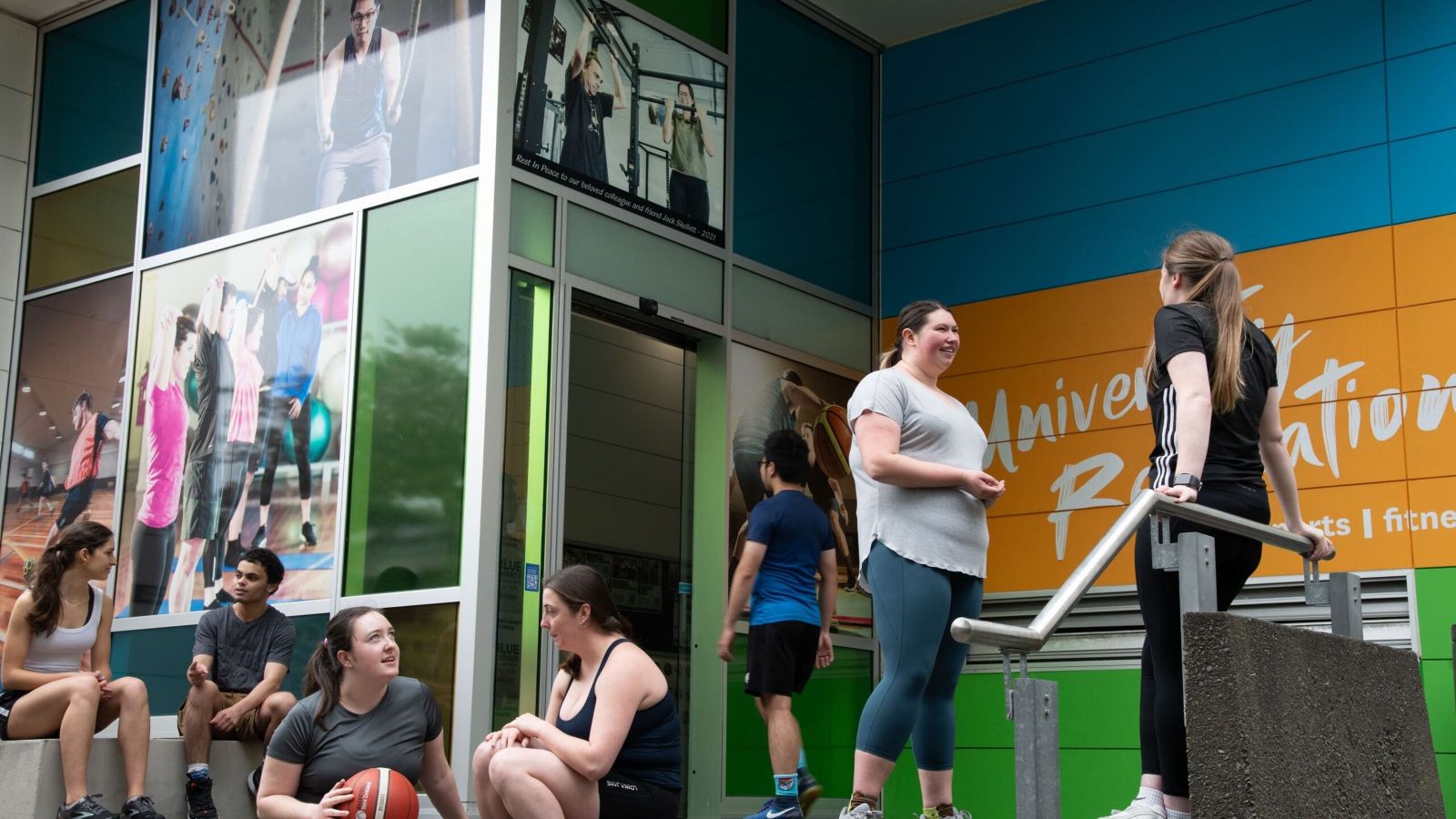 People gathered outside of the Kelburn Recreation Building 